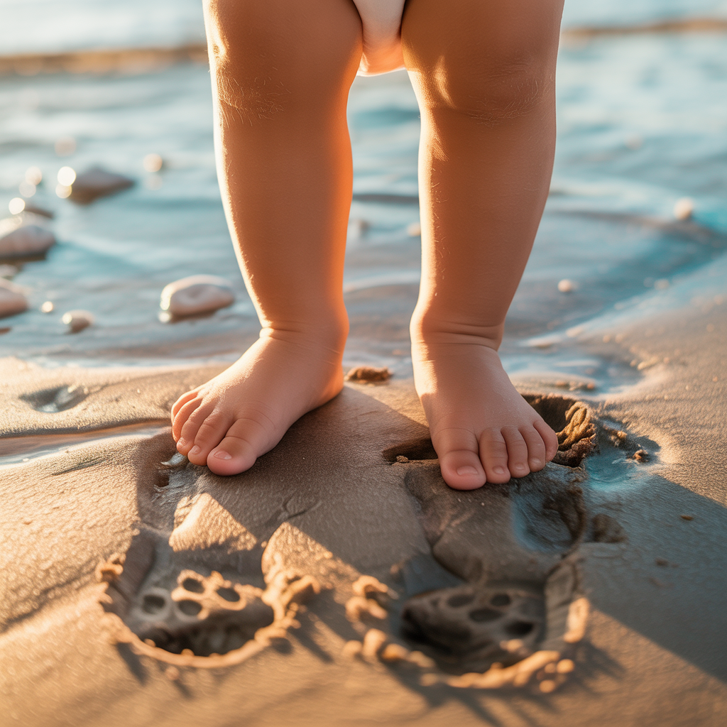 Stopy małego dziecka z fizjologicznym płaskostopiem – normalny etap rozwoju układu kostnego.